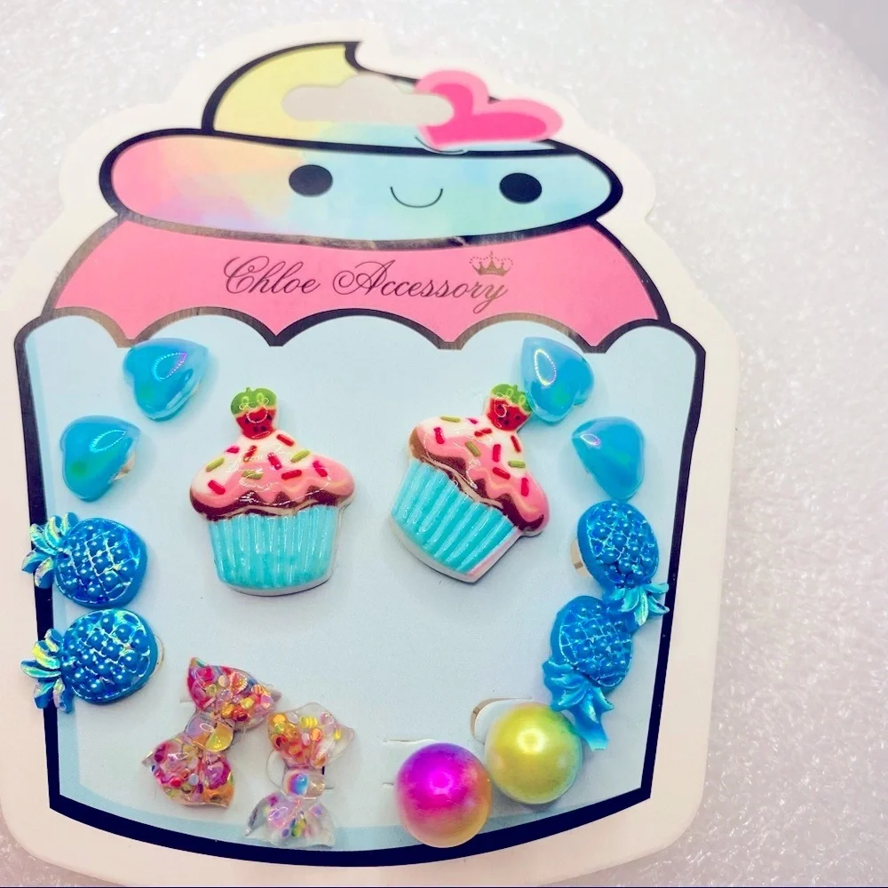 Earrings Kids Unicorn Cup cakes Pineapples Hearts and more! 14 Pairs Pie…